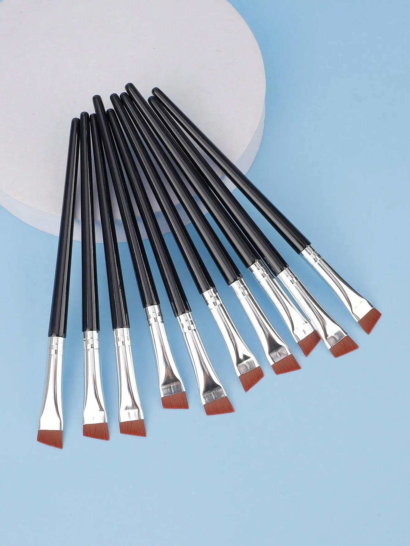 10 Pieces Angled Eyebrow Brushes Eyebrow Tint Brush Flat Tapered Eyebrow Concealer Brush Eye Makeup Brushes — image 3