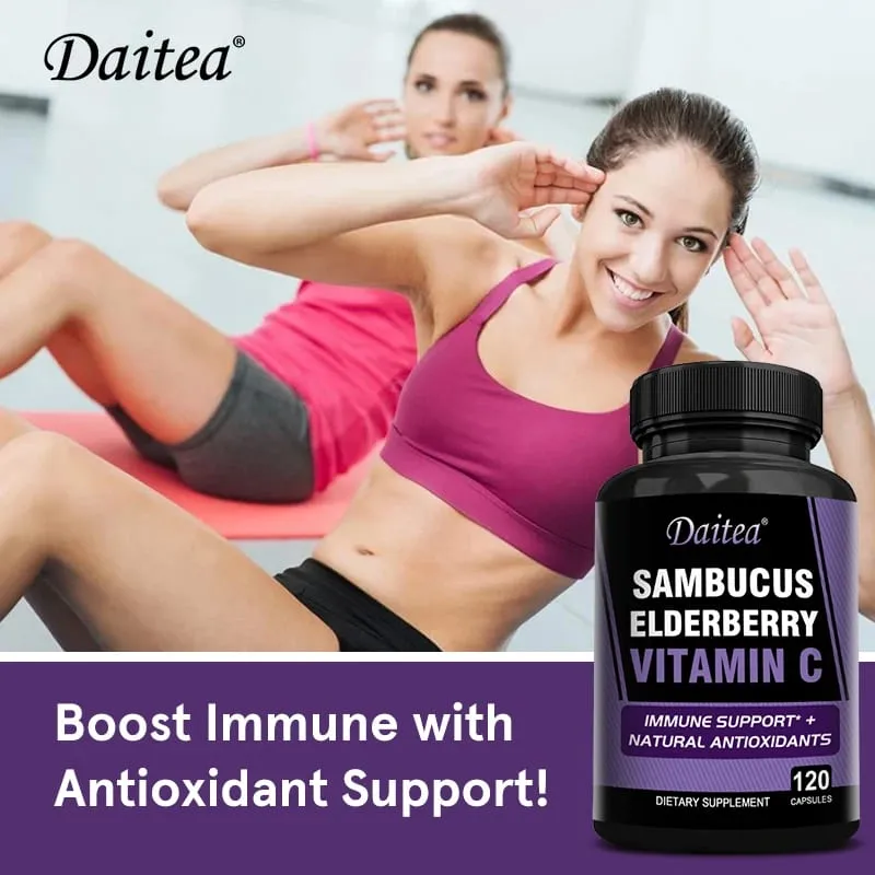 Sambucus Black Elderberry Capsules 350mg with Vitamin C Zinc Immune Support Antioxidant & Energy Boost Promotes Digestion — image 7
