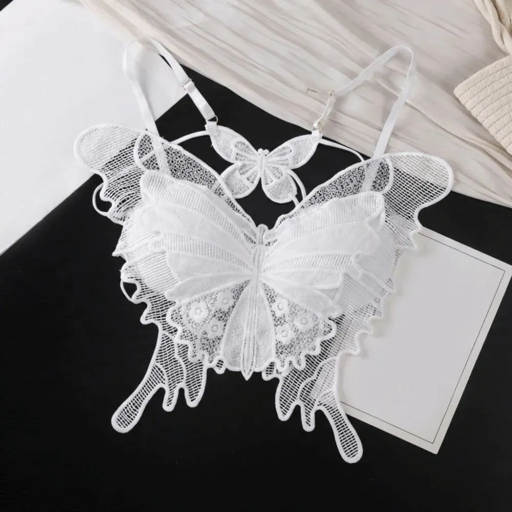 Fashion Backless Butterfly Bras Padded Slim Fit Lace Camisole Flower Korean Style Hollow-out Vest Tops Streetwear — image 9