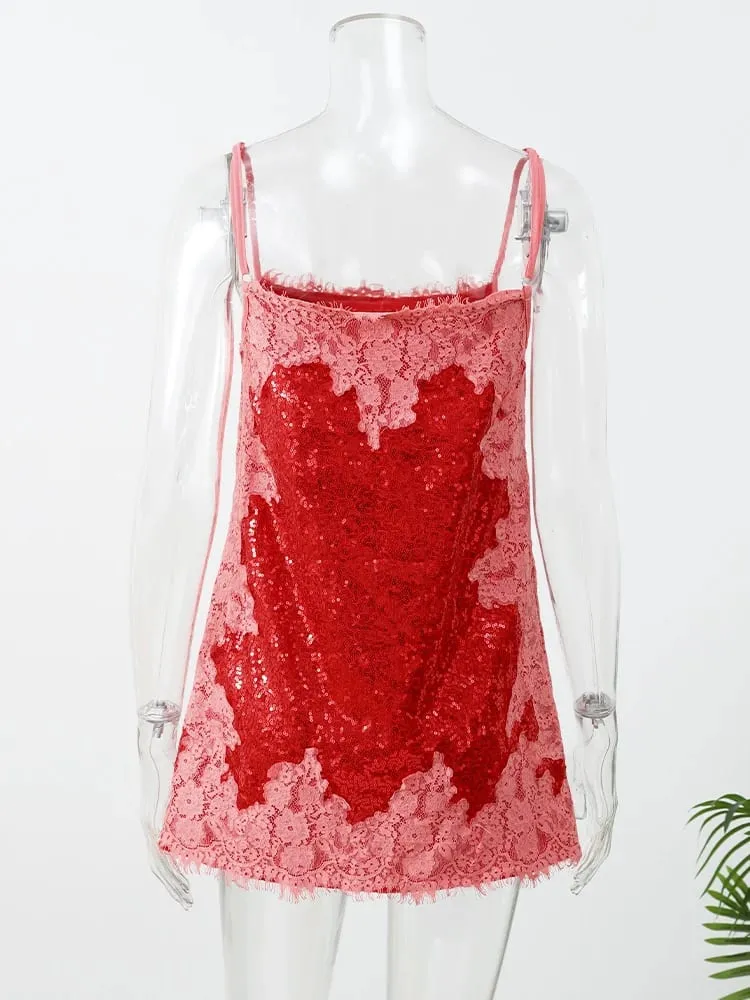Women White Big Sequins Mini Slip Dress Deep V Spaghetti Strap Loose Short Dresses Club Night Out Birthday Party Gown 2026 New — image 3