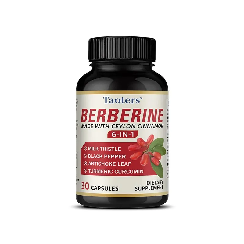 6 in 1 Supplement Berberine with Ceylon Cinnamon Turmeric Milk Thistle Artichoke Black Pepper Support Digestive Liver Health