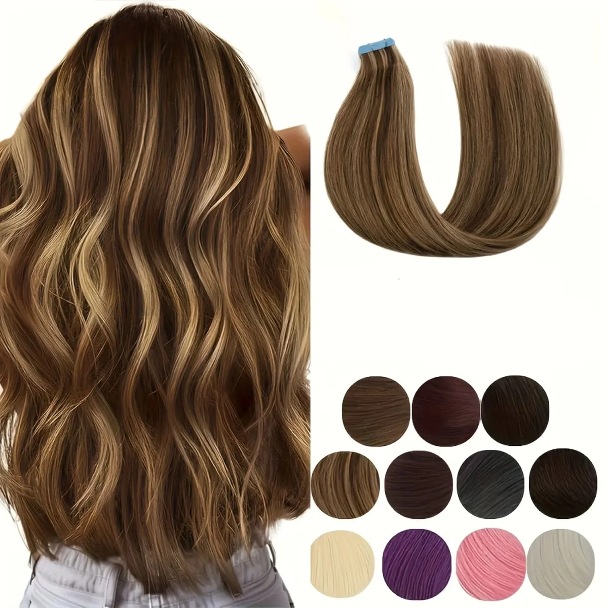 Tape In Bio Synthetic Hair Extensions 10pcs/ lot 24inches Heat Resistant Fiber Straight Seamless PU Skin Weft Tape Ins For Women — image 11