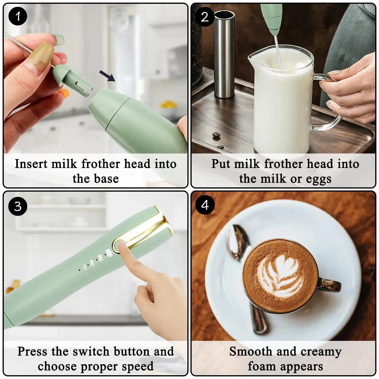 เครื่องผสมมือเครื่องตีฟองนมสำหรับกาแฟ Matcha มือถือโฟม Maker ปัดไฟฟ้าเครื่องผสมเครื่องดื่มเครื่องตีไข่แบบชาร์จไฟได้พร้อมขาตั้ง — image 6