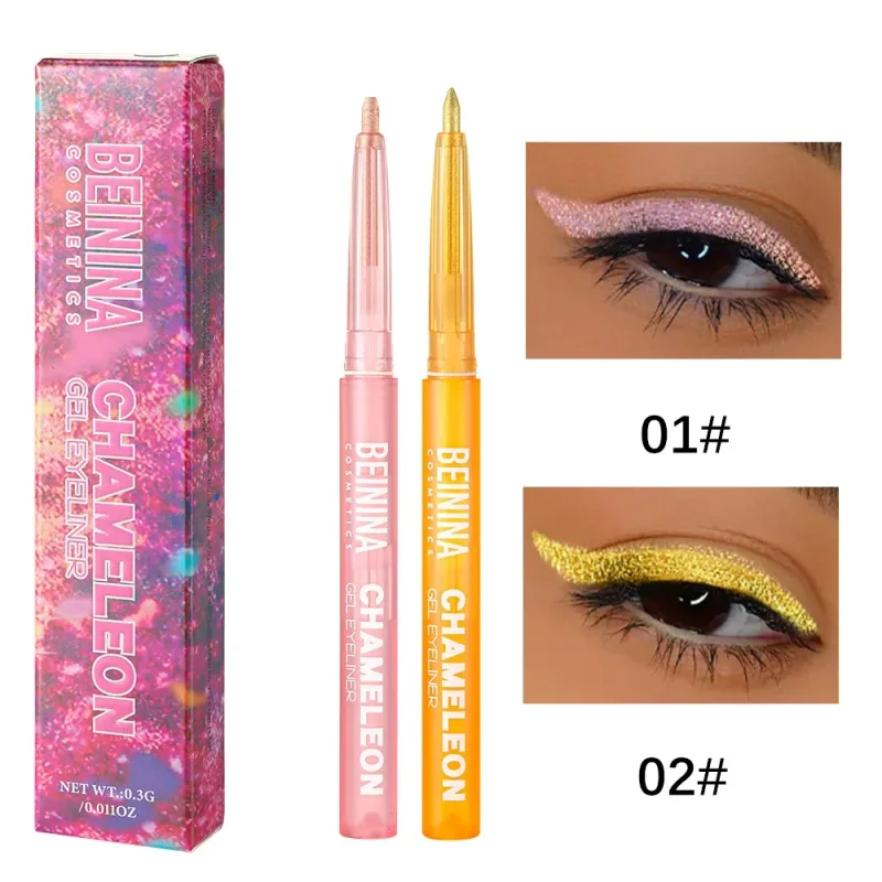 Shiny Chameleon Yellow Eyeliner Gel Pen Metallic Eyeshadow Multicolor Eye Liner Pearlescent Polarized Inner Eyes Pigment Makeup