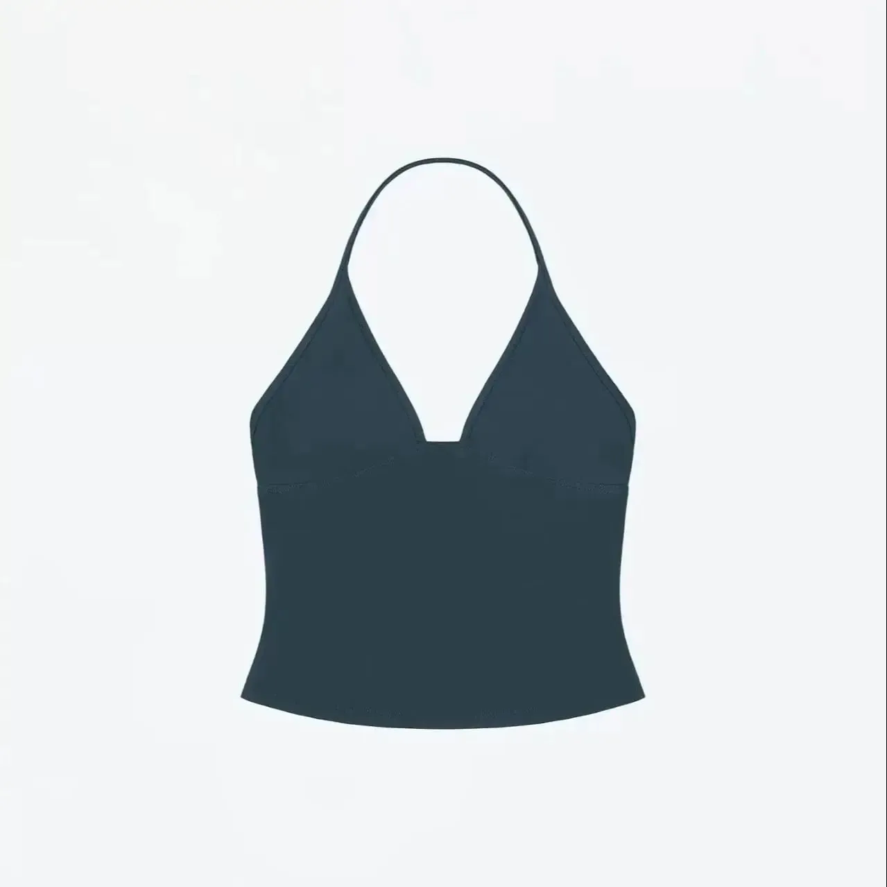 Tank Vest Deep V Halter Solid Color Basic Sleeveless Top Soil Brown Camisole