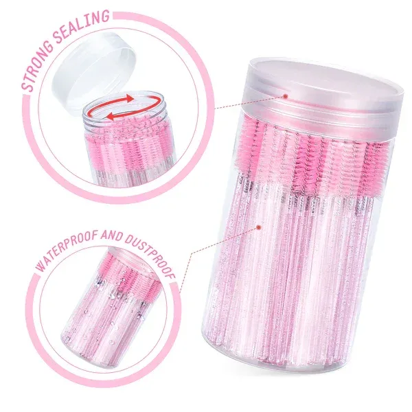 50Pcs Disposable Mascara Wands Eyebrow Spoolies Brush for Eyelash Extensions Lash Brushes with Container — image 8