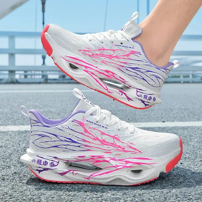 Men Women Ultra Light Carbon Plate Running Shoes Breathable Mesh Upper Soft Midsole Rubber Outsole for Running Training Sneakers