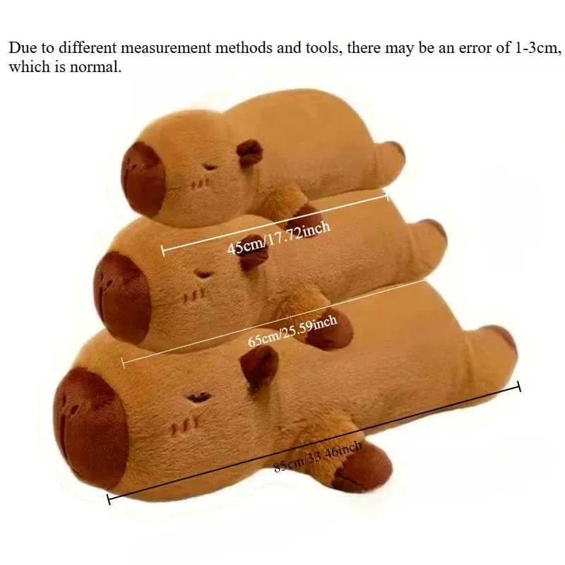 Kawaii Capybara Plush Toy Stuffed Capibara Fluffy Doll Long Sleep Soft Pillow Sofa Cushion Nap Sleeping Toys for School Xmas