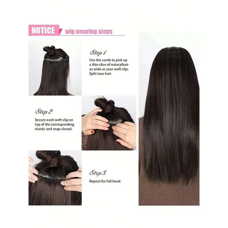 Extra Long Straight 5 Clips Hair Extension Clip In Extensions Hairpieces For Women Synthetic Natural Straight Clip Hair Piece