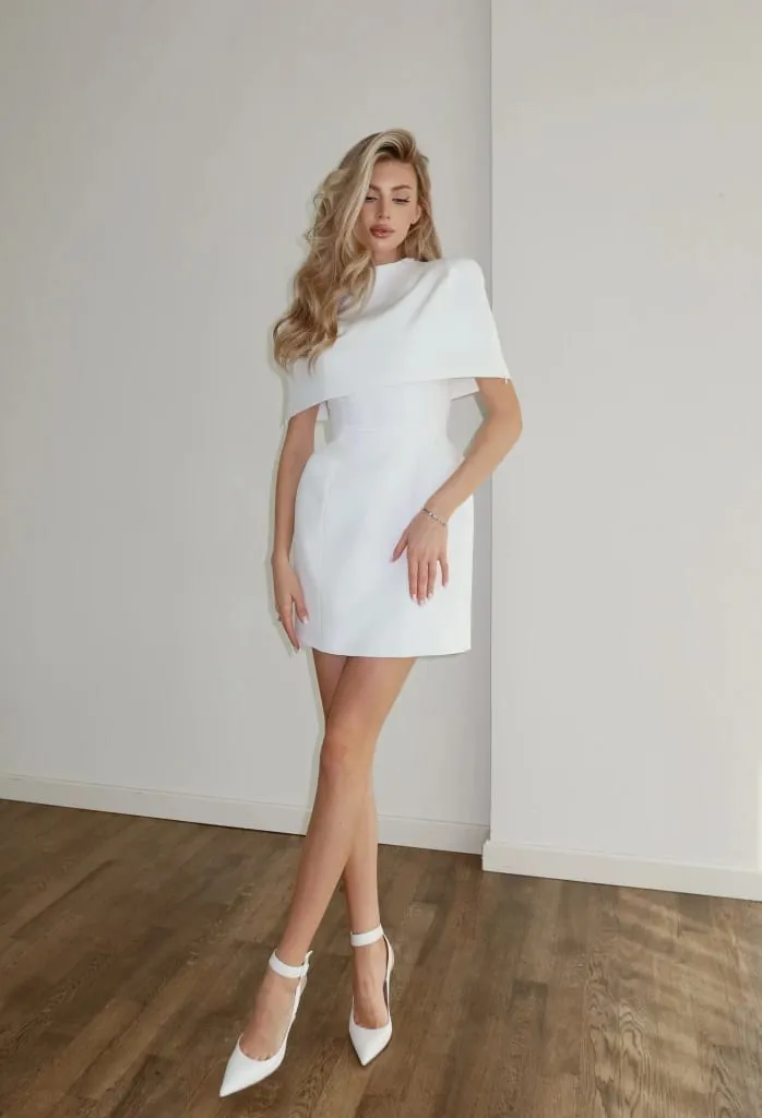 Solid Shawl Mini Dress Women Elegant Square-neck Waist Cinching Sleeveless Slim Short Dresses Lady 2026 New Vacation Party Gowns