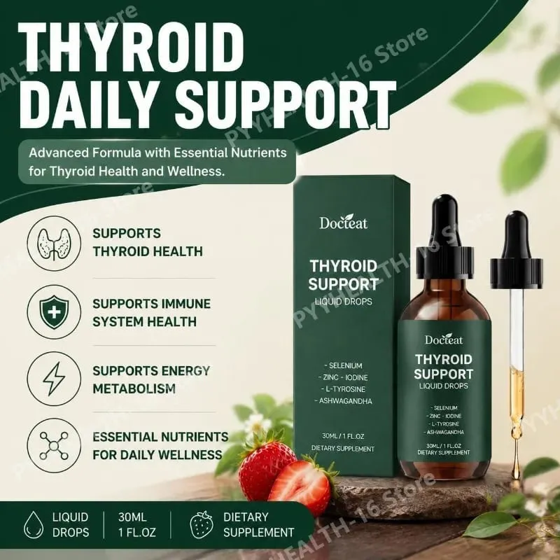 Thyroid Support Liquid Drops with Selenium Zinc Iodine L-Tyrosine & Ashwagandha for Thyroid Health and Daily Support Vegan 30ml — image 5