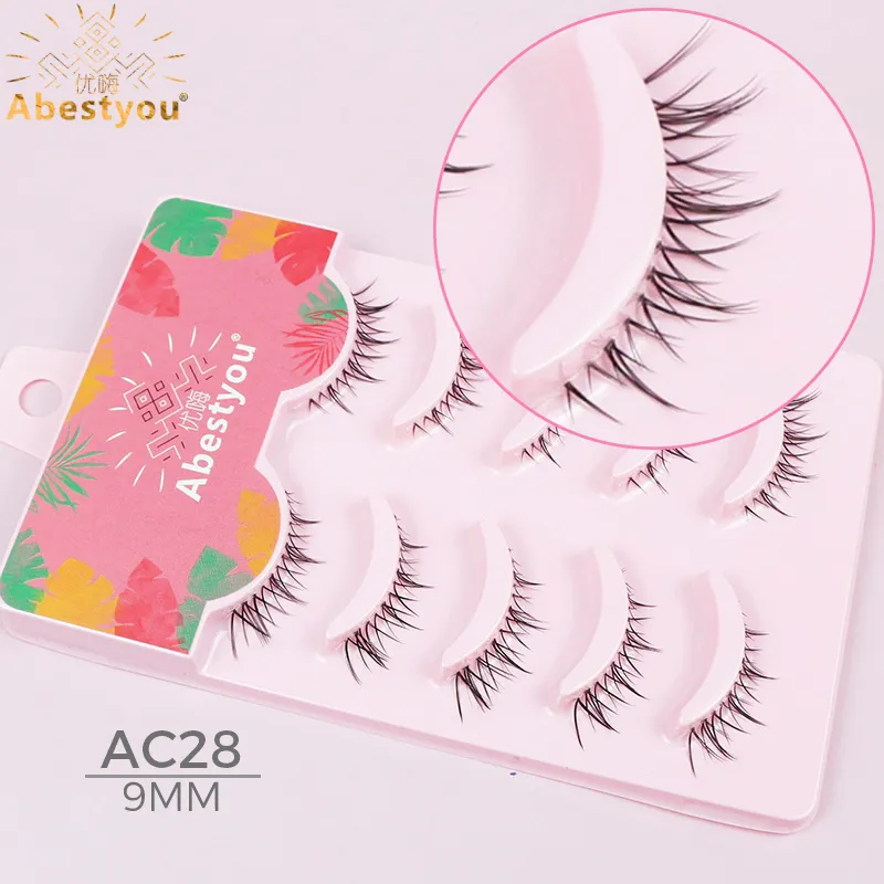 Abestyou 3d Short 9mm Faux Cils Small Thin Light Cat Eye Camellia Winged Lash Transparent Clear Stripe Mink Eyelash Lower Lashes — image 4