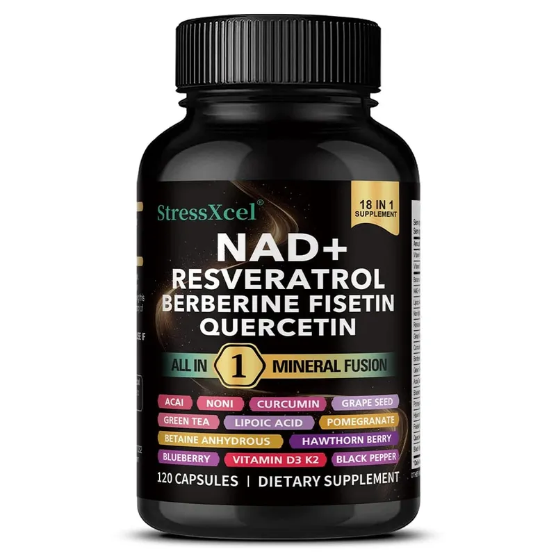 NAD+ Supplement with Resveratrol & Quercetin - Boost NAD+ Levels Energy & Anti-Aging Support - Vegan 120 Softgels