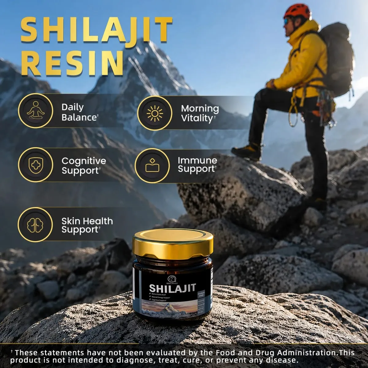 204MG Asli Shilajit Resin Minuman Asli Tambahan Mineral untuk Kesihatan Imun Metabolisme Keseluruhan Kesihatan Fizikal — image 3