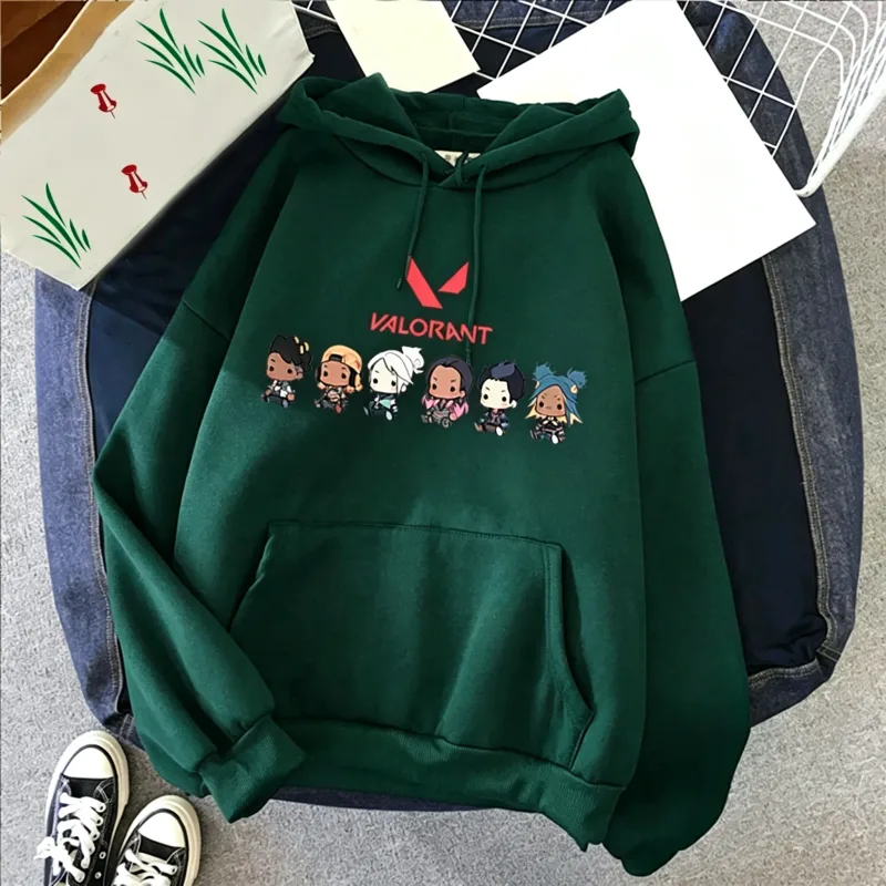Valorant Anime 2D Print Men's Cotton Hoodie Casual Oversized Pullover Popular Streetwear Fashion Sweatshirt Trend Men Clothing — image 9