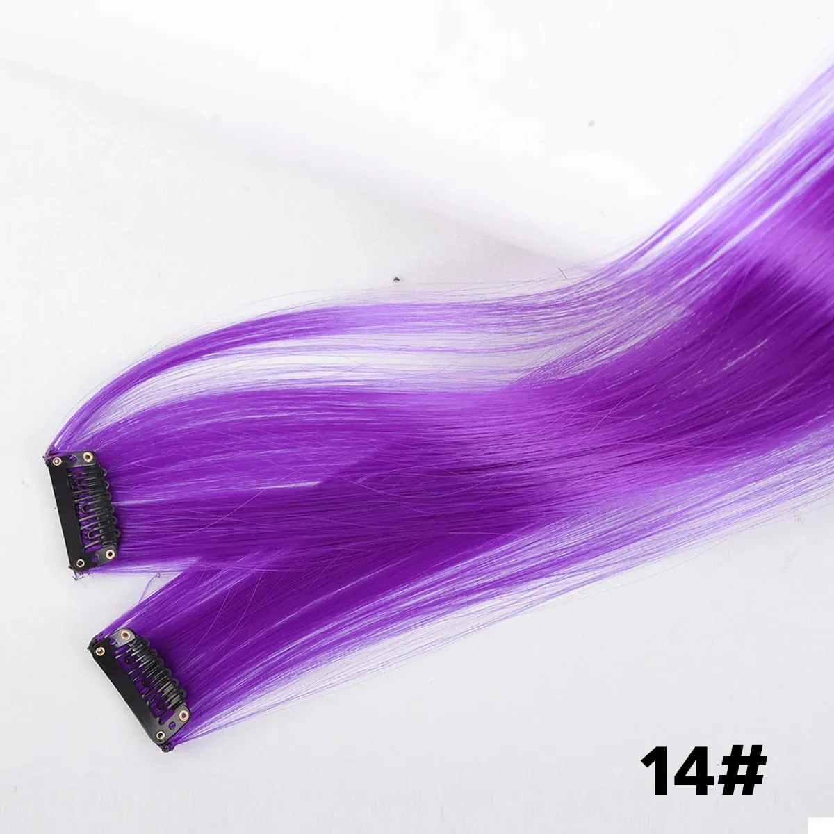 2PCS synthetic color hair extension piece wig women's highlighting clip hair heat-resistant wig piece long straight hair — image 11