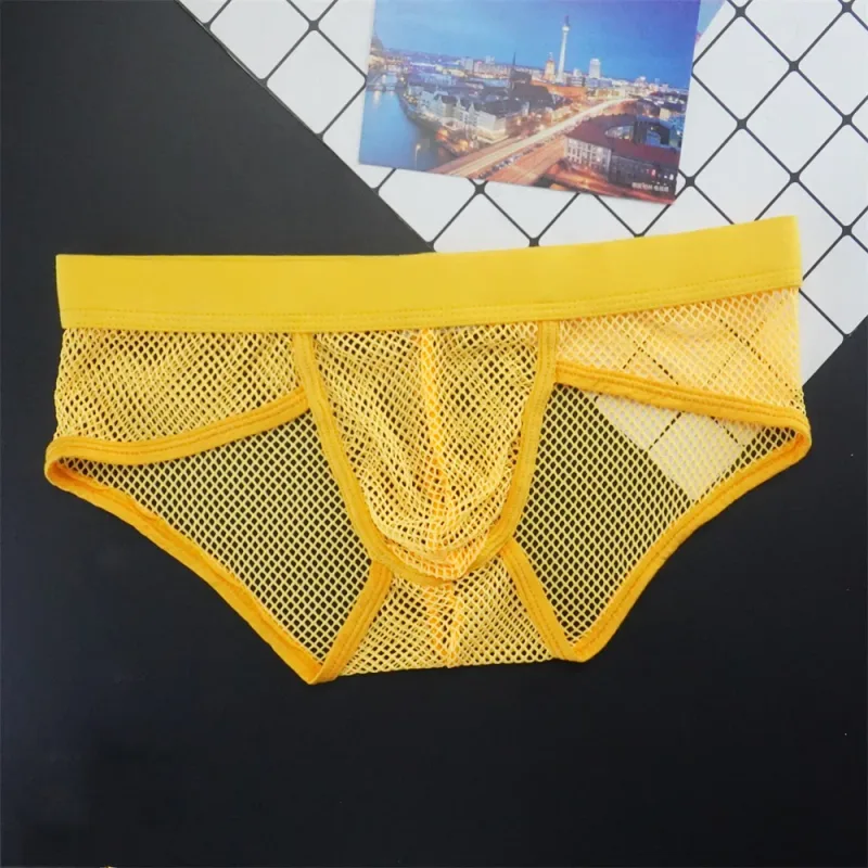 Plus Size Mesh Underwear Men Transparent Large Fishnet U Pouch Briefs Male Low Waist Solid Color Sexy Perspective Male Panties — image 13