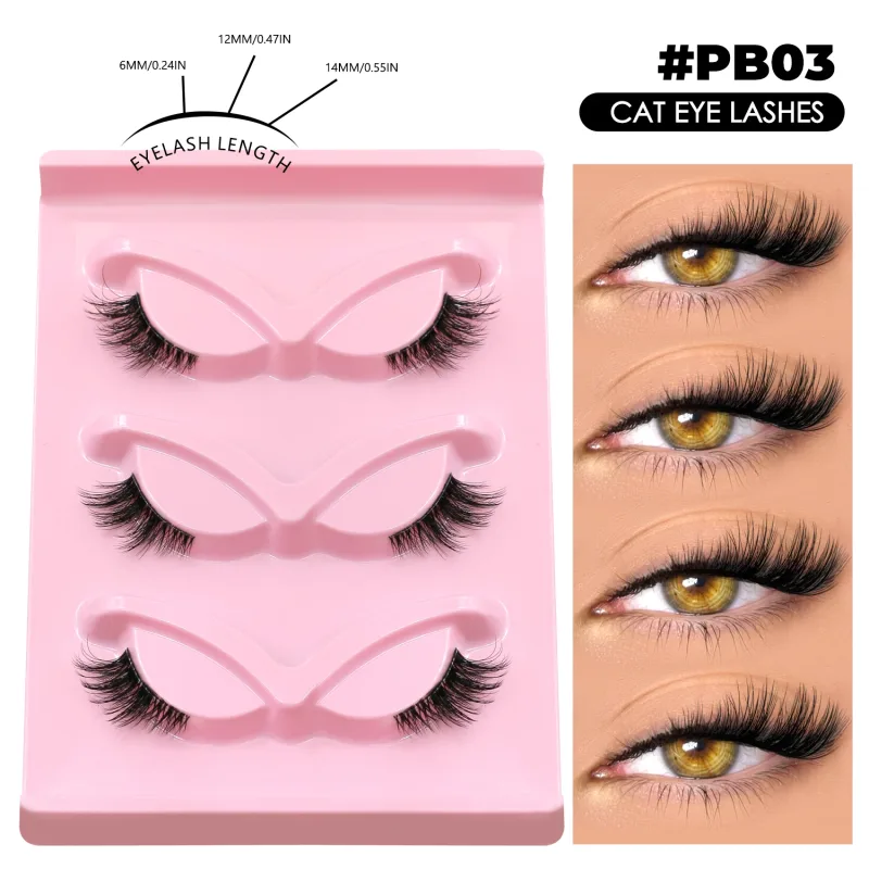 Medias pestañas, pestañas de ojo de gato, apariencia Natural, pestañas postizas tenues, pestañas postizas de imitación de visón, banda transparente, maquillaje de pestañas postizas naturales — image 10