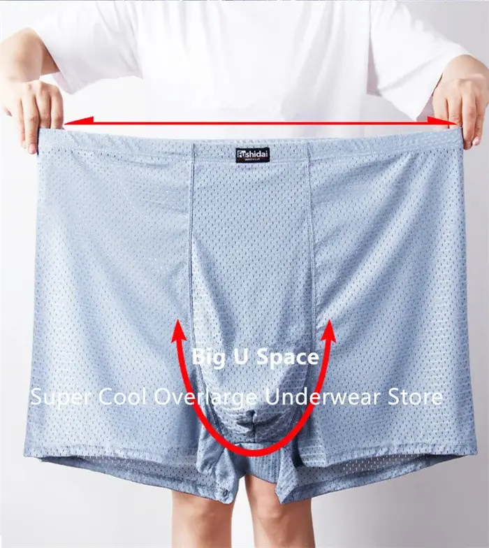 Summer Mesh Boxers For Men 200KG Plus Size 13XL 12XL Underpants Male Panties High Waist 10XL Underwear Oversized Ice Silk Shorts — image 2