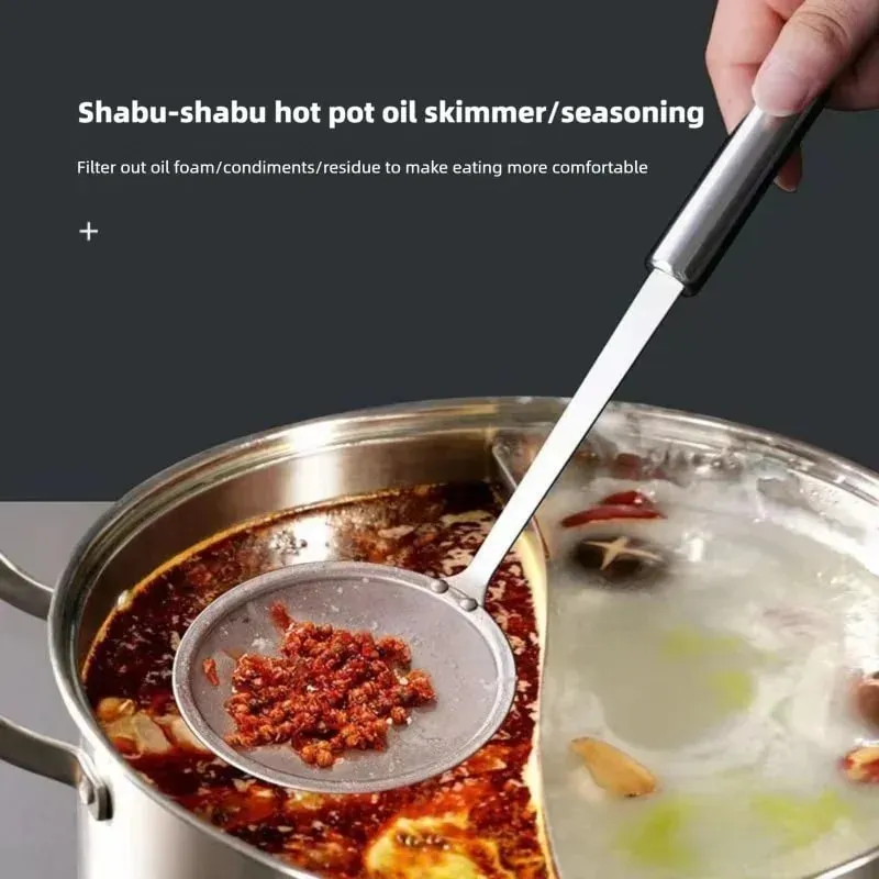Filter Scoop Stainless Steel Fat Skimmer Spoon Fine Mesh Strainer Food Strainer With Handle Kitchen Oil Skimmer Strainer — image 5