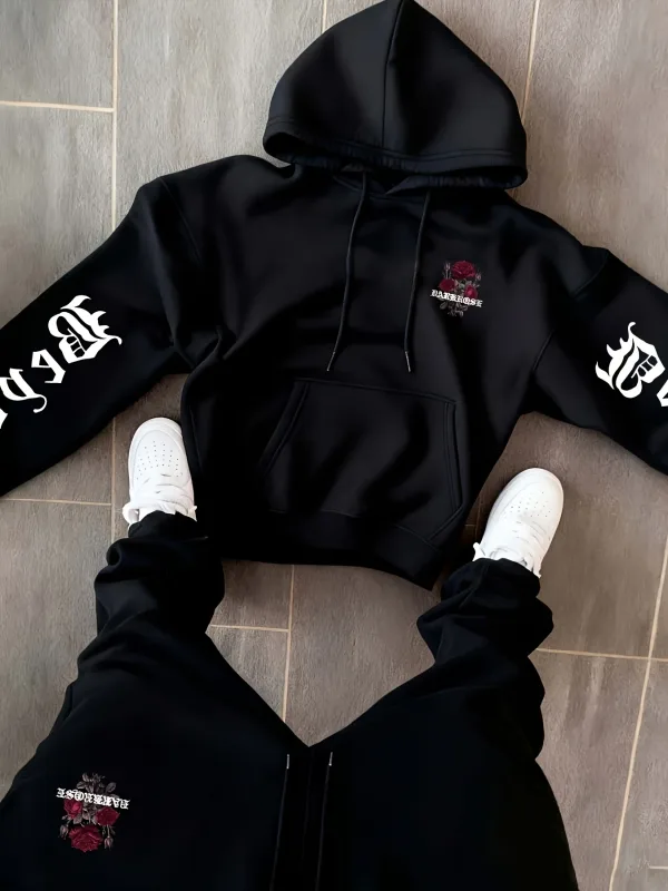 2026 Autumn/Winter New Style Simple Casual Stylish Soft Comfortable 3D Rose Flower Pattern Printed Men's Hooded Sweatshirt