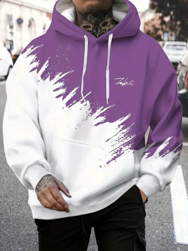 Fashion Gradient Print Men's Hoodies Funny 3D Letter Pattern Oversized Sweatshirts Autumn and Winter Casual Pullover Men Clothes — image 4