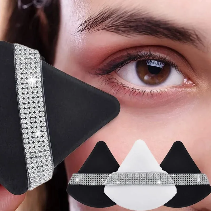 Diamond Triangle Velvet Setting Puff Ribbon Detail Powder Sponge Smooth Finishing Soft Puff for Loose Pressed Powder Application