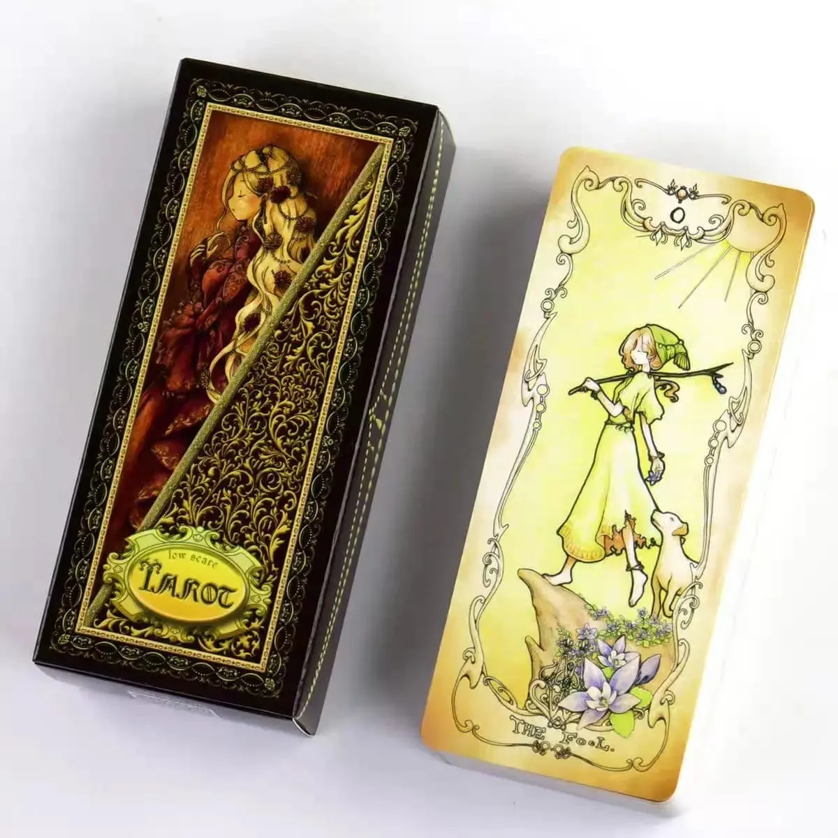Low Scare Tarot-kort 78 STK Anime Fairy Tale Deck Kawaii Cute Oracle Divination Begyndervenlig hekseri Spirit Board Game