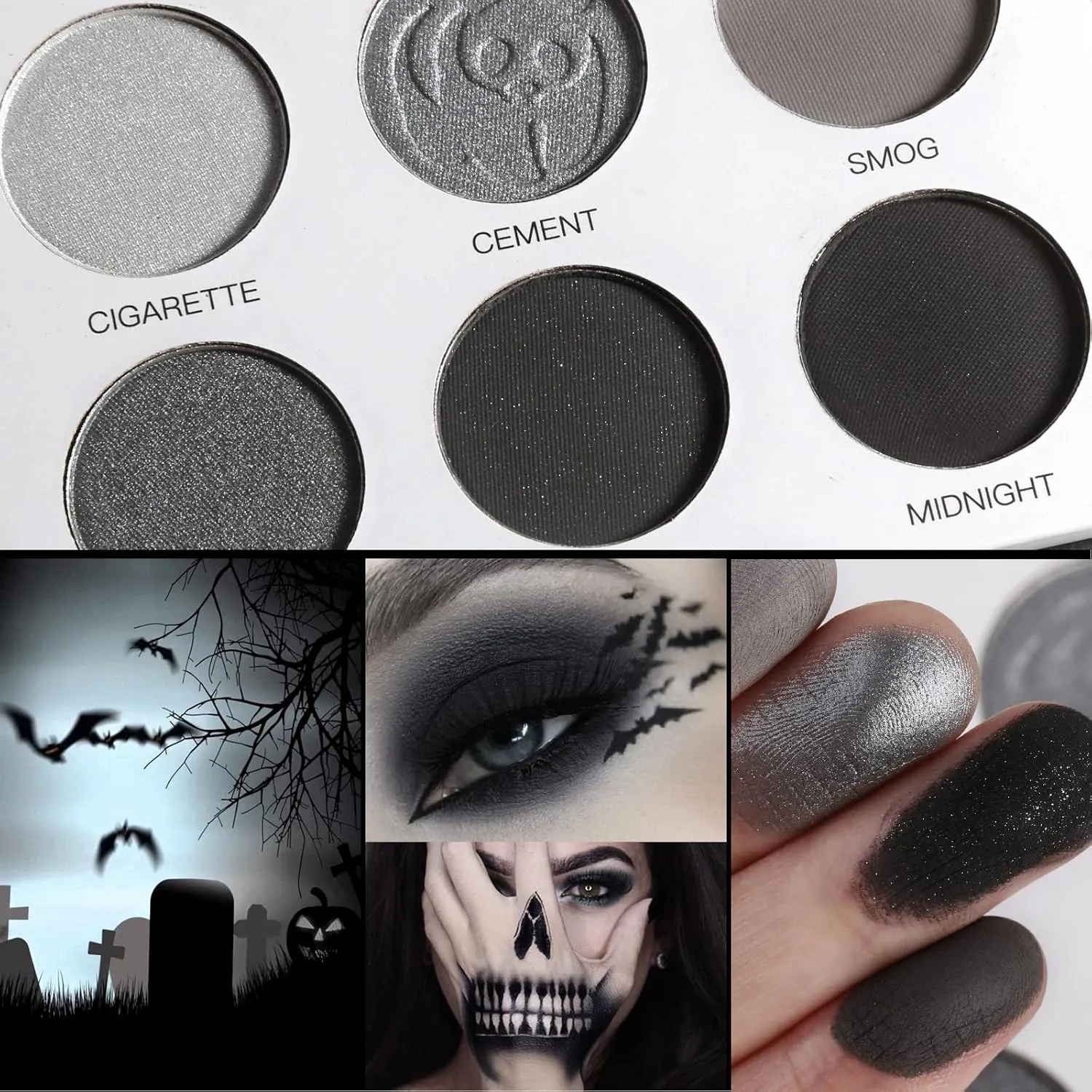 Eyeshadow Palette 9 Colors Grey Black Matte Shimmer Pearly Eye Shadow Goth Punk Smoky Fine Flash Lasting Eye Makeup — image 4