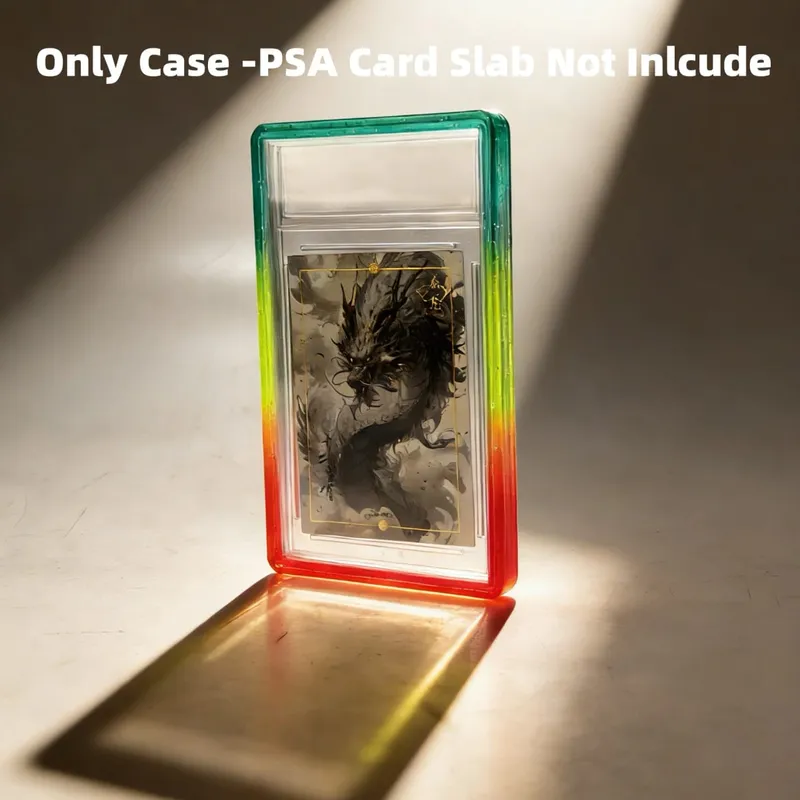 Glitter TPU Slab Bumper Guard Case Holder Protective Skin Display Sleeves with Clear Back for PSA 35PT Graded Trading Card