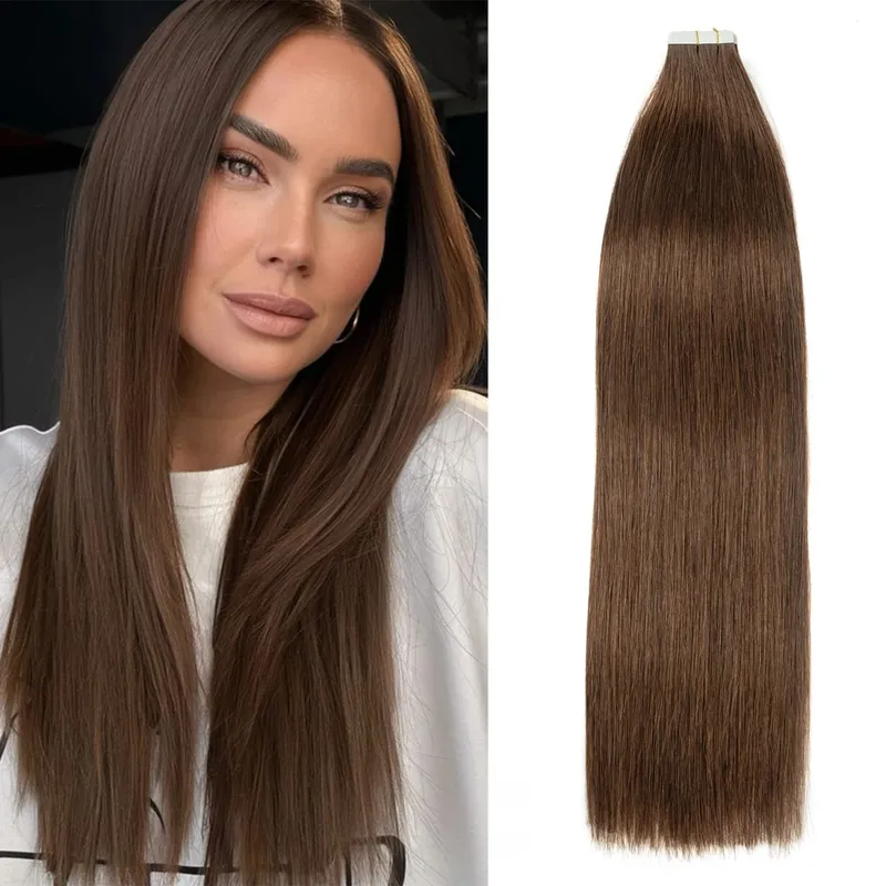 Tape in Hair Extensions Human Hair Silky Straight Tape ins Human Hair Extensions 20 Pcs/Pack Real Human Hair Tape in Extensions