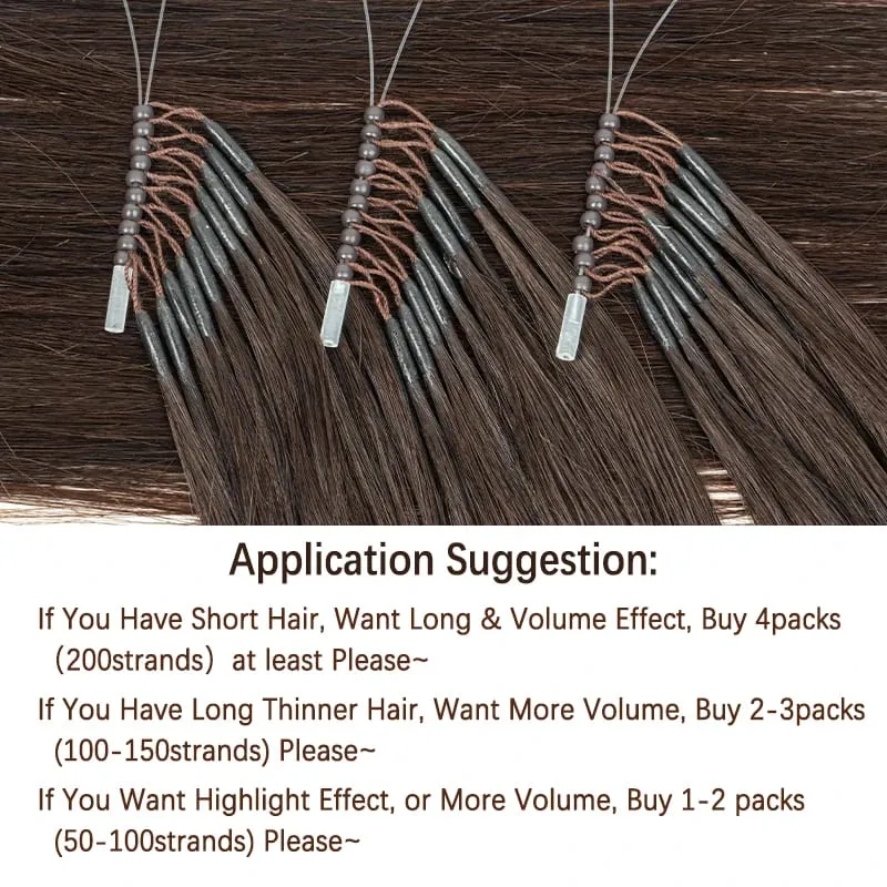 8D Hair Extension Fish Line Micro Link Hair Extensions Human Hair Invisible Nano Rings Beads 0.6g/pcs 50strands/pack 30G/Pack