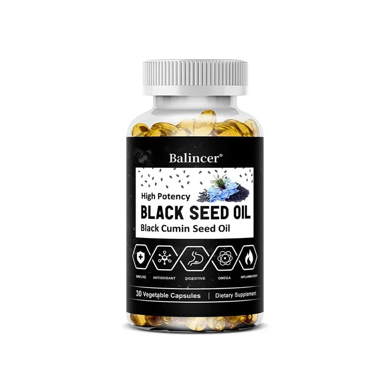 Black Cumin Seed Oil Capsules Cold Pressed Support Immune Cardiovascular Digestive Respiratory Health Skin and Hair Health