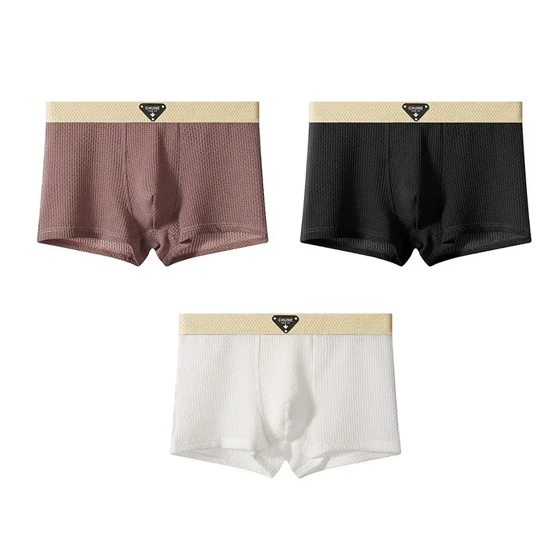 1/3PCS Men's Cool Ice Silk Boxers Shorts Summer Satin-like Solid Underpants Skin Friendly Breathable Mesh Crotch Male Underwear — image 32