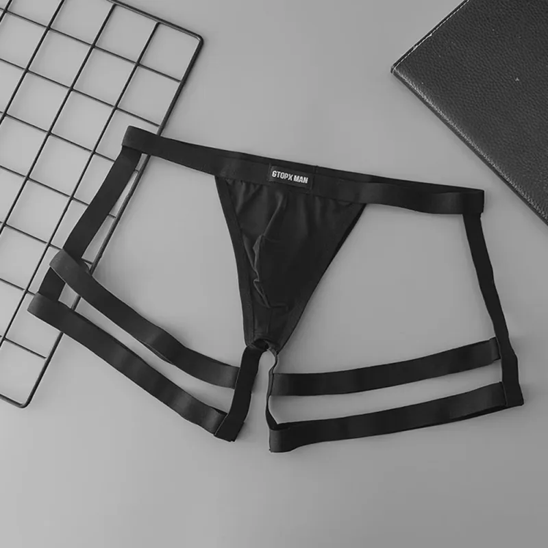 Mens breathable elastic thong briefs suspender low rise with U convex pouch design suitable for spring summer autumn winter — image 11