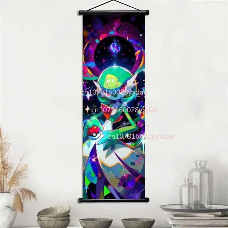 Anime Printed Pokemon Poster Cartoon Wall Artwork Gengar Squirtle Bulbasaur Pikachu Hanging Scroll Family Room Decoration