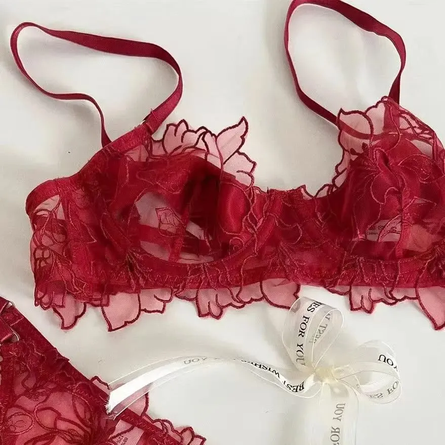 Sexy Lace Lightweight Bra Set Soft Underwire for Lift and Support Prevents Sagging Exquisite Embroidered Lingerie Two-Piece Set — image 6
