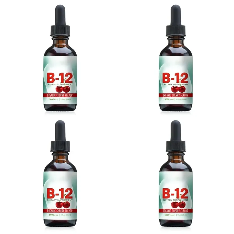 Vitamin B12 Methylcobalamin Liquid Drops 5000 Mcg Cherry Flavor 2 Fl Oz 60 Servings Vegan Sugar Free Daily Supplement