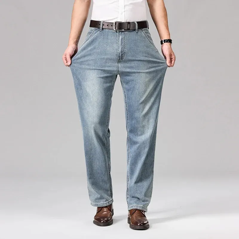 2026 Summer Men's Business Casual Thin Straight Jeans 90% Cotton Soft Stretch Fabric Baggy Denim Pants Male Brand Trousers — image 5