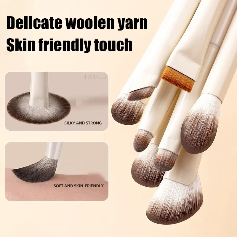 5/6/8/10pcs Natural Eye Makeup Brushes Set Detail Eyeshadow Contouring Brush Ultra Soft Blending Eyeliner Brow Brush Makeup Tool — image 4