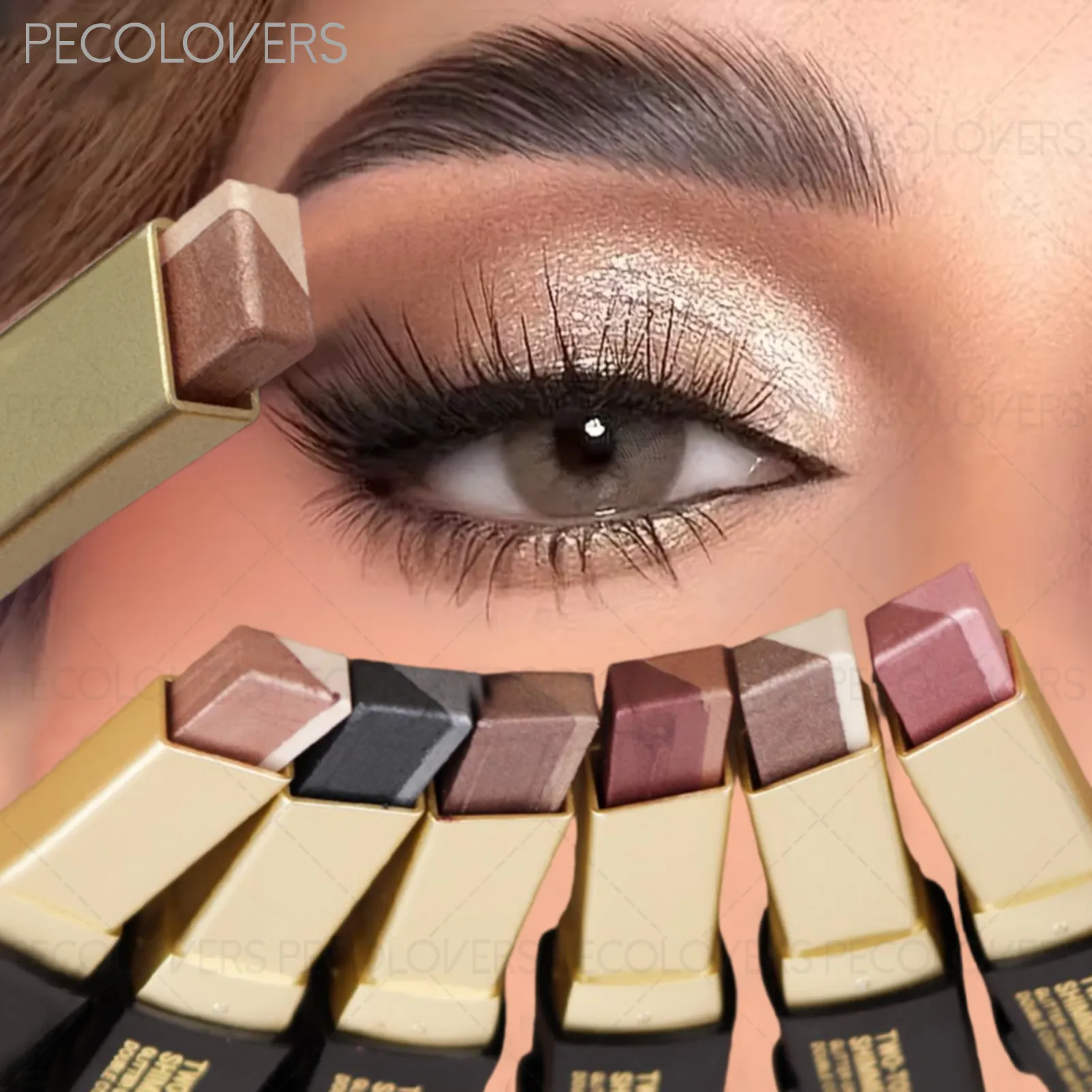 1PC Two-color Eyeshadow Stick Eye Highlighter Lazy Eyeshadow One Touch To Set High Color Development Eye Cosmetics — image 1