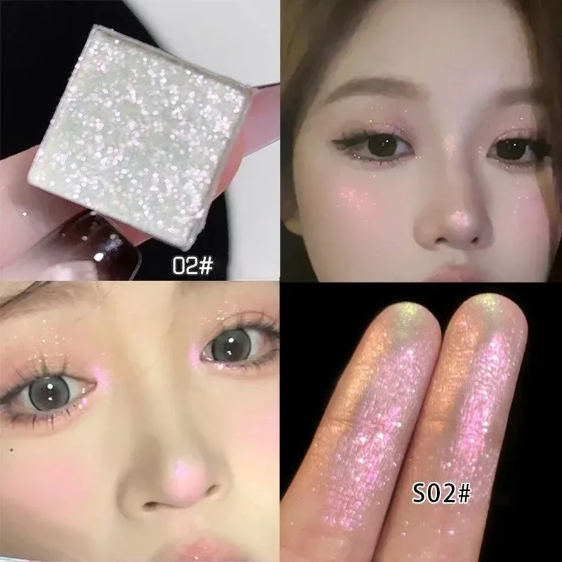 Diamond Chameleon Highlighter Contouring Palette Pearl Flash Discoloration Highgloss Sequin Sparkling Gradient Eye Shadow Makeup — image 13