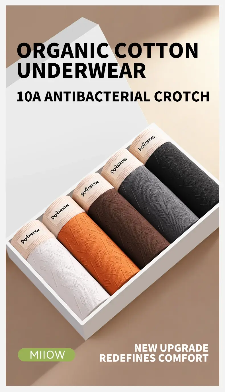 MiiOW 3Pcs Cotton Men Underwear 10A Antibacterial Crotch Men's Panties Breathable Mesh Man Underpants Softness Mens Boxer Briefs — image 2