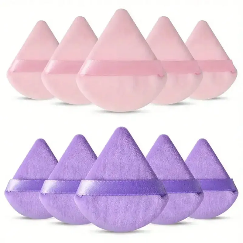 10 Pcs Triangle Velvet Powder Puff Pizza Flours Mini Face Makeup Sponge Cosmetics Washable Lightweight Makeup Tool — image 16