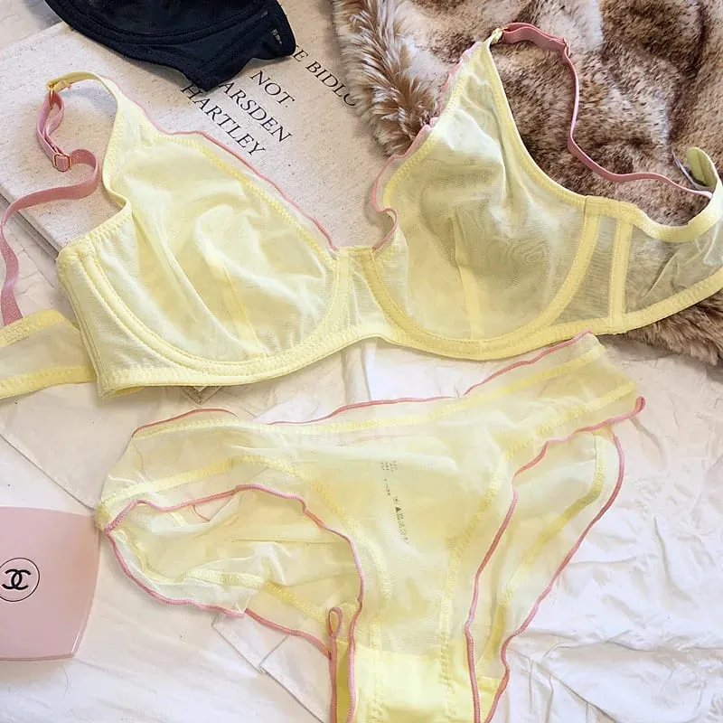 Sophisticated French Minimiser Bra Underwire Support Triangle Cups Non Padded Mesh Lingerie Set For Large Bust MOYISU Panty Set — image 8