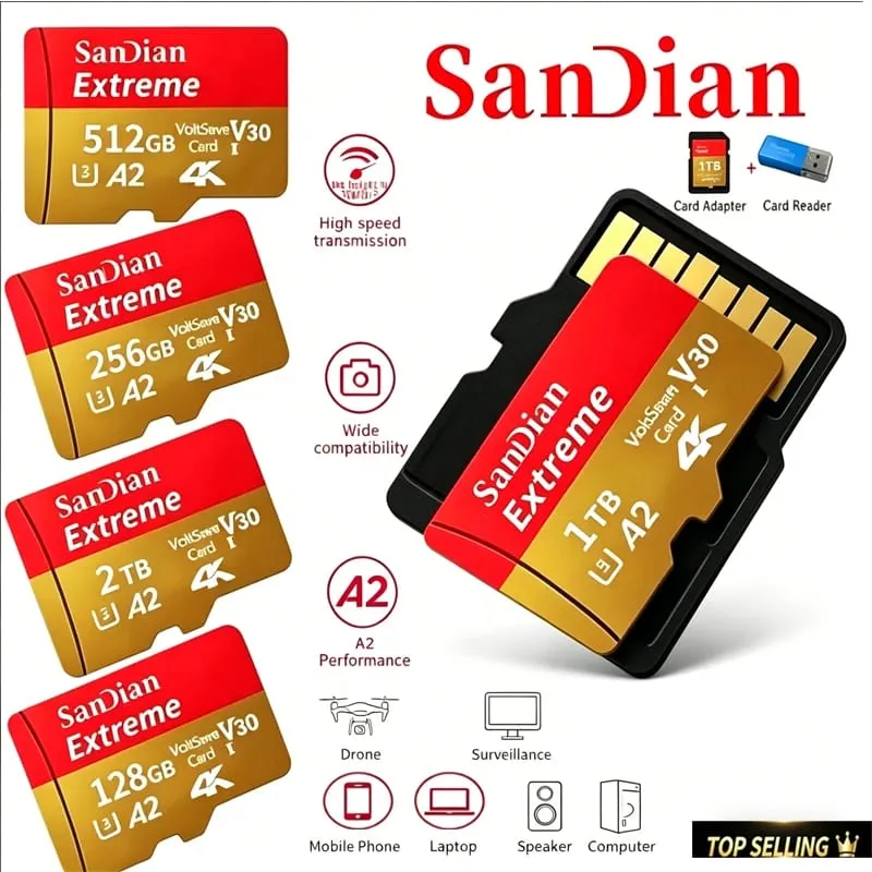 2026 Hot Sale Micro TF Card V30 Class10 High Capacity Flash Memory Card Multiple Sizes for Office Computer/Monitoring/Phones — image 1
