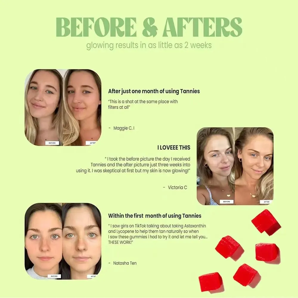 Tanning Gummies for Women & Men | Sun Tan Tanning Supplement with Astaxanthin Lycopene Multivitamins | Skin Radiance HYdration — image 7