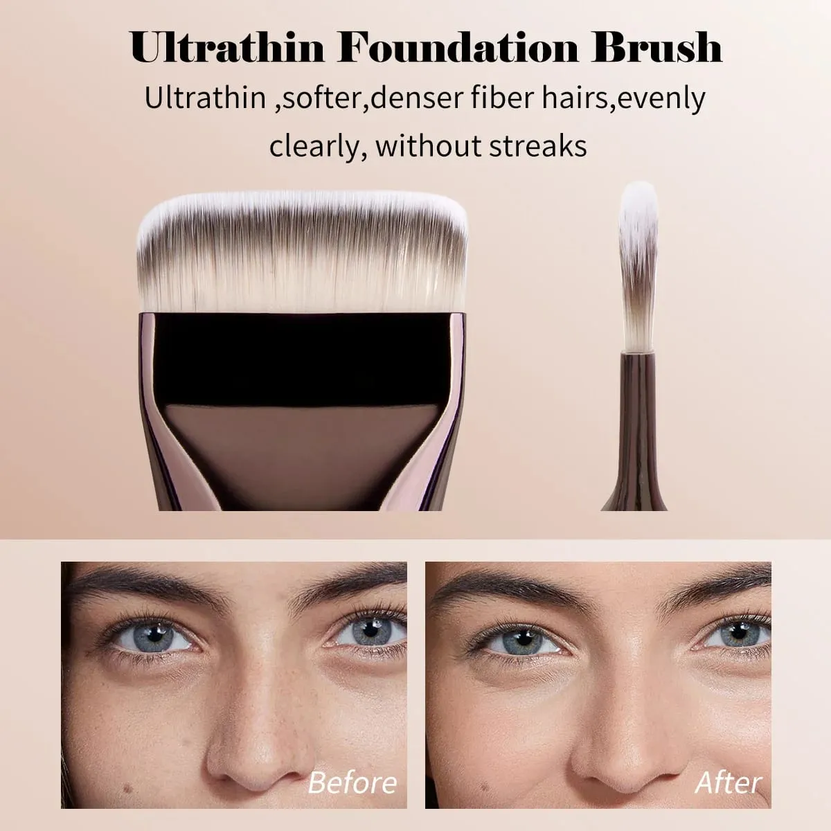 3pcs Makeup Brushes Aluminum Tube Makeup Brush Foundation Makeup Brush Thin Foundation Brush Kabuki Makeup Tools for Girl — image 6