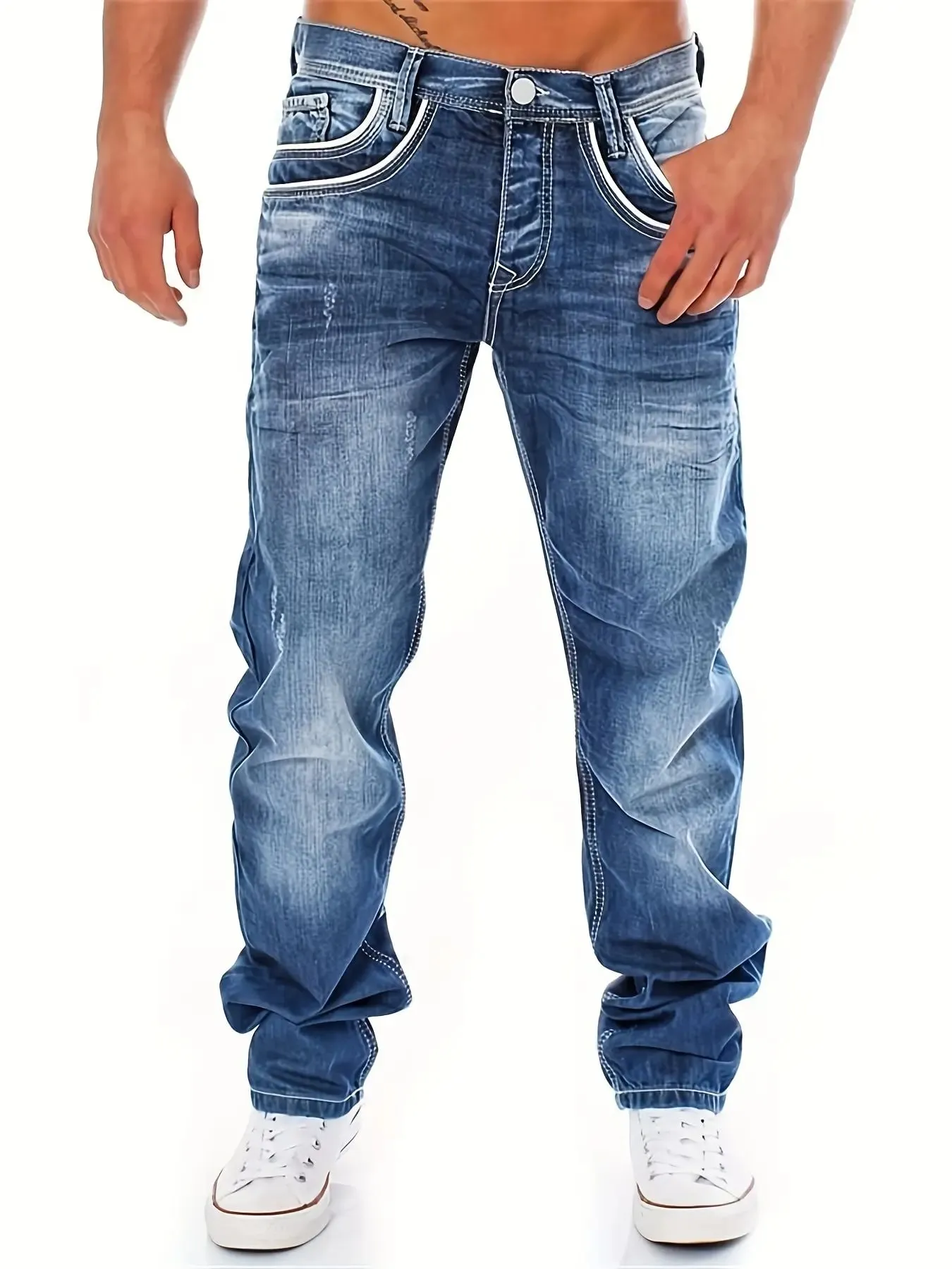 New Men's Retro Loose Casual Straight Leg Jeans Comfortable Classic Fit Men's Denim Pants — image 8