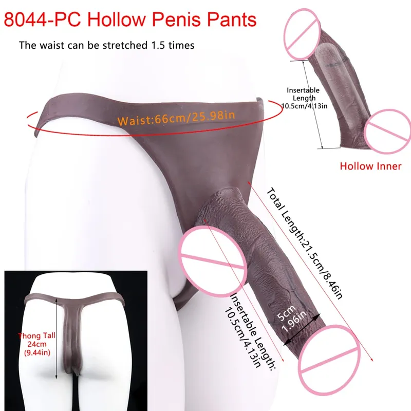 Large Hollow Dildo Premium Silicone Pants Wearable Hyper Realistic Insertable Penis Cover Adult Intimate Wearable Toys — image 34